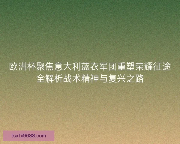 欧洲杯聚焦意大利蓝衣军团重塑荣耀征途全解析战术精神与复兴之路
