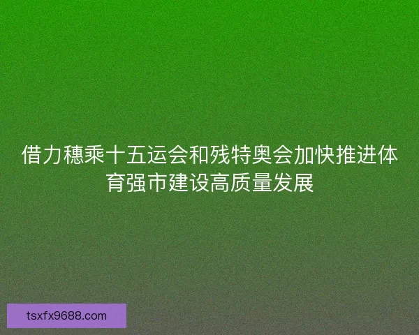 借力穗乘十五运会和残特奥会加快推进体育强市建设高质量发展