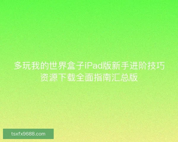 多玩我的世界盒子iPad版新手进阶技巧资源下载全面指南汇总版